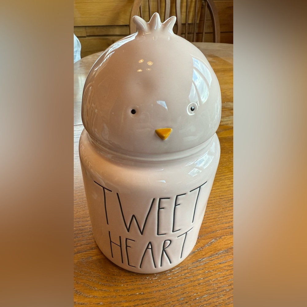 Rae Dunn Pink duck tweet heart cookie jar